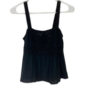 Stone Cold Fox Tank Top Womens XS Black Lace Crochet Baby Doll Split Back Shirt